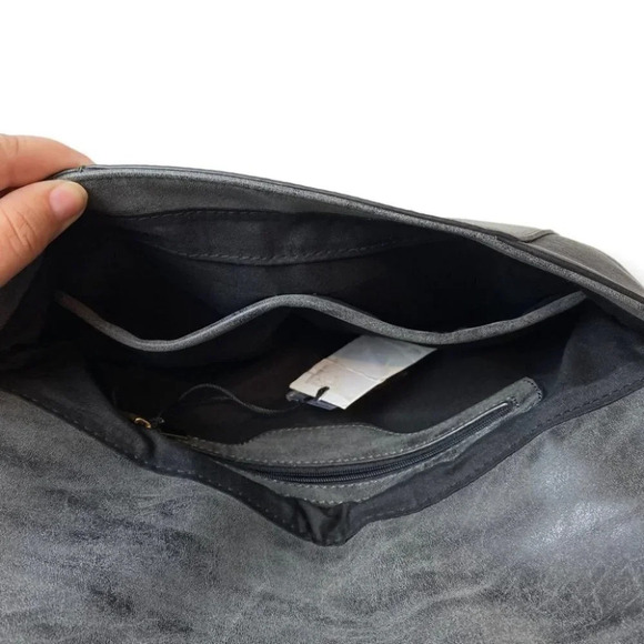 Emperia Black &  Grey Vegan Leather Envelope Clutch - Picture 8 of 10